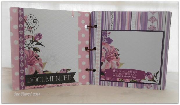 Clear Scraps Purple Album pages 1 and 2
