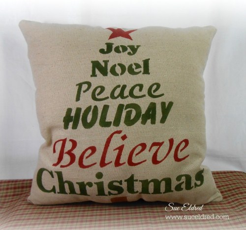 Clear Scraps Stenciled Holiday Pillow