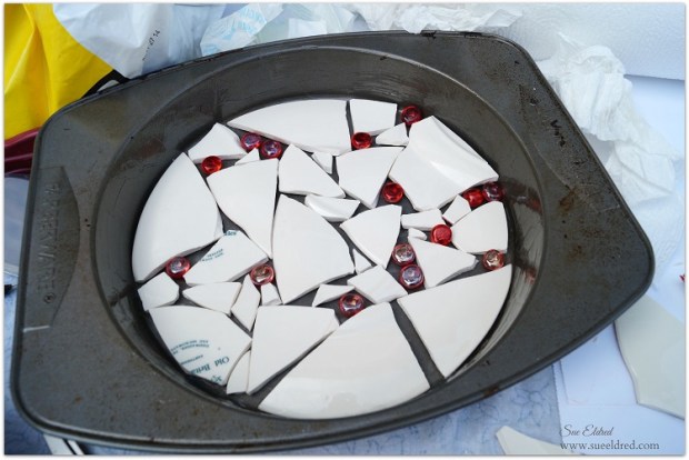 Laying out the pieces in the pan 8187