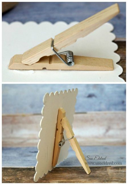 How to make an easel using a clothespin.