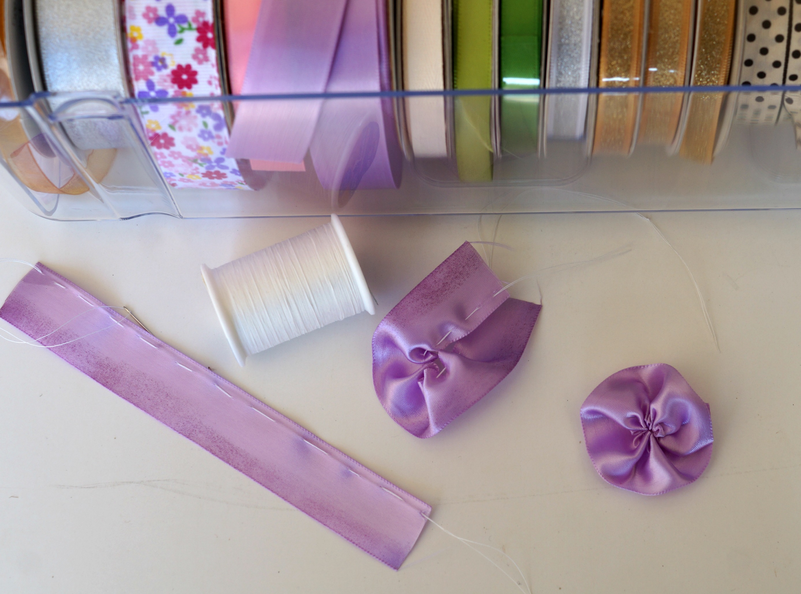 Ribbon Flower Wreath-Sue's Creative Workshop www.sueeldred.com 8761