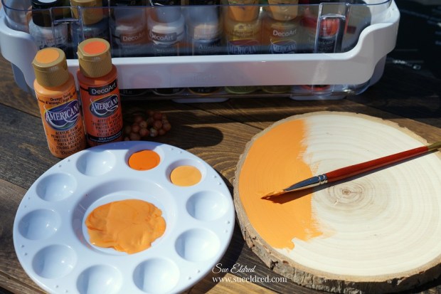 Buffalo Plaid Wood Slice Pumpkin