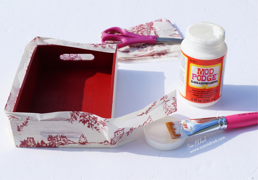 Mod Podge on a Wood Tray