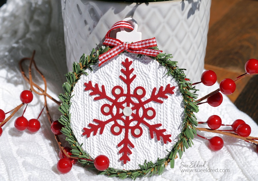 Cable Knit Embossed Snowflake Ornament