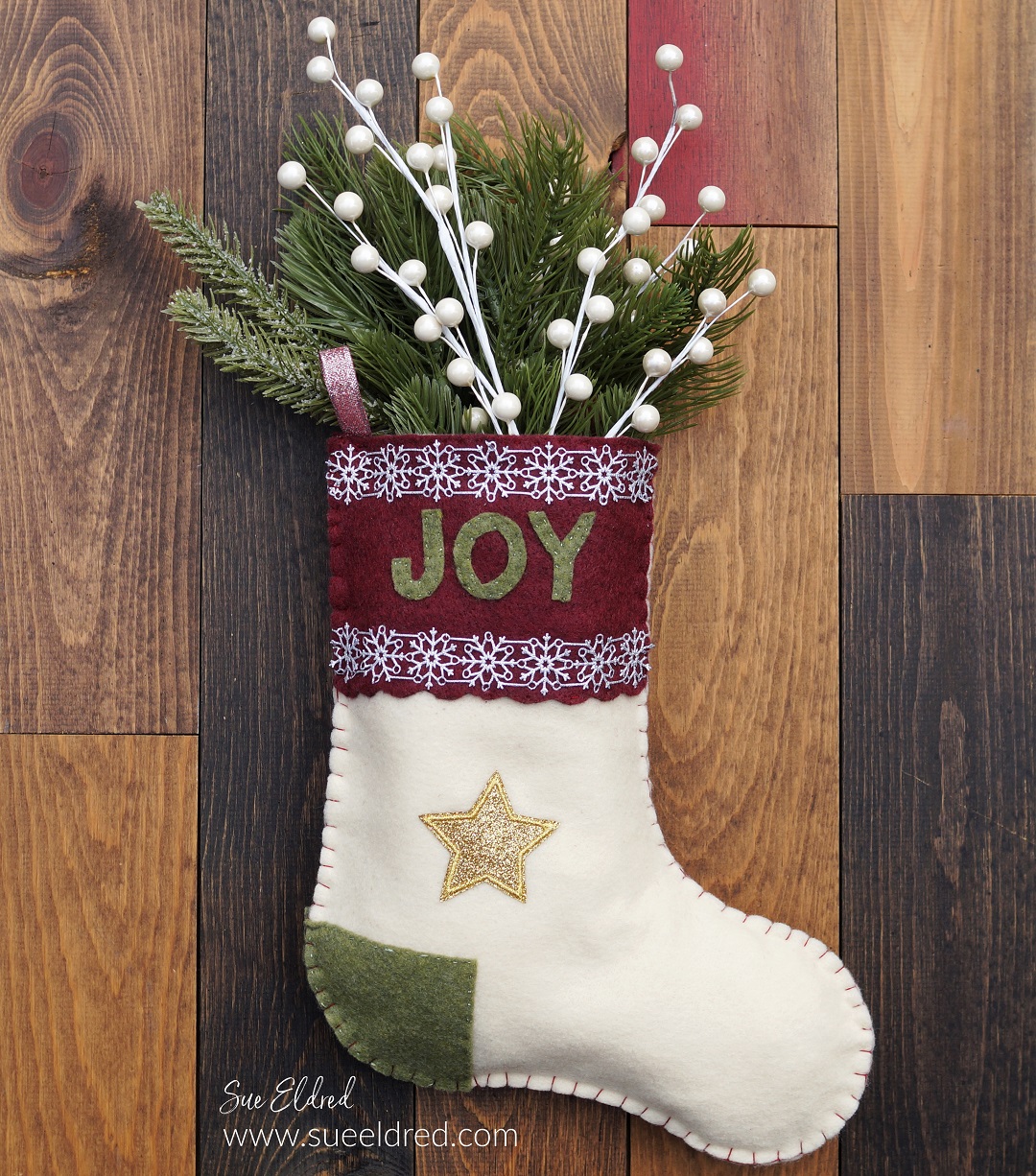DIY Felt Christmas Stocking with Die Cut Ribbon