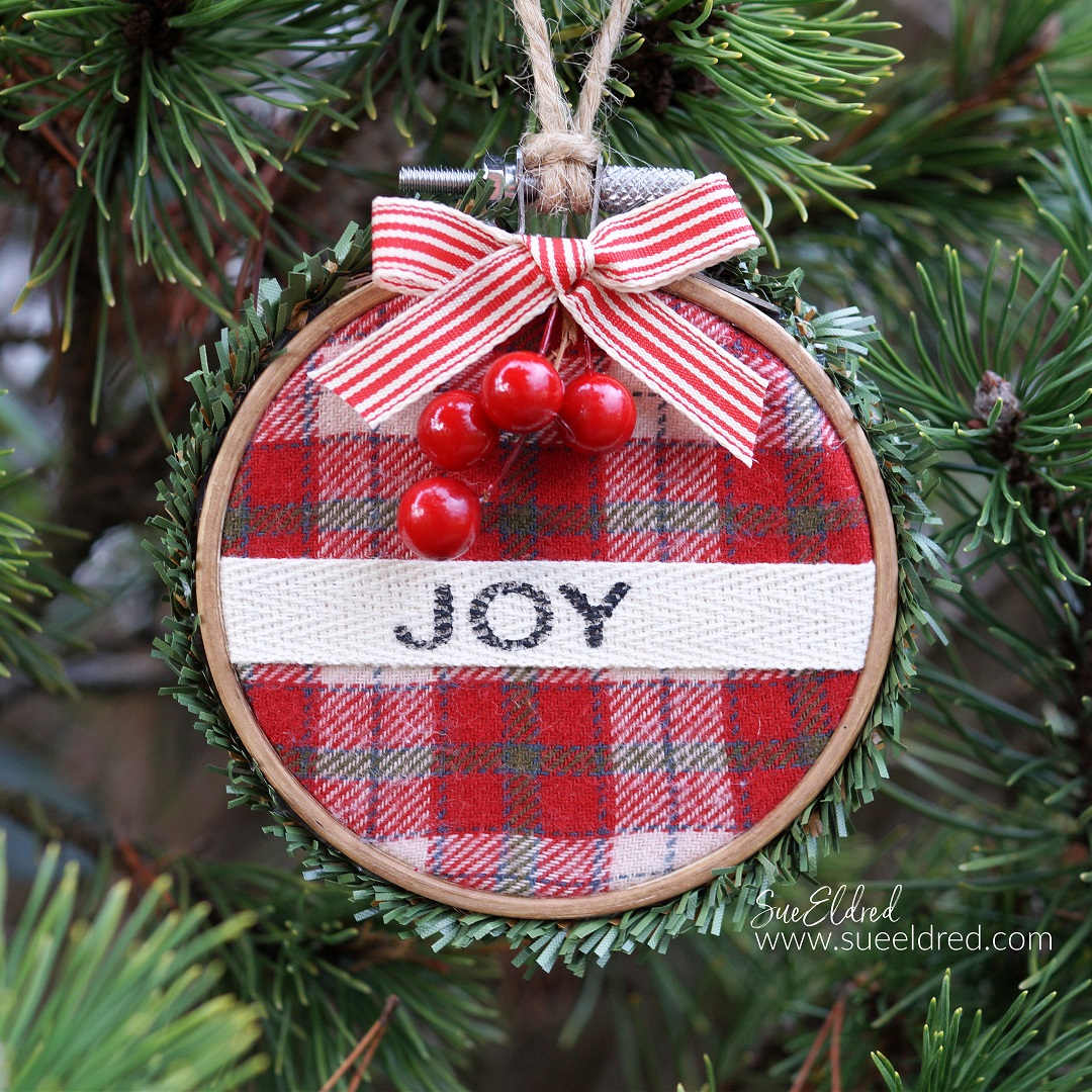 Red Plaid Embroidery Hoop Ornament