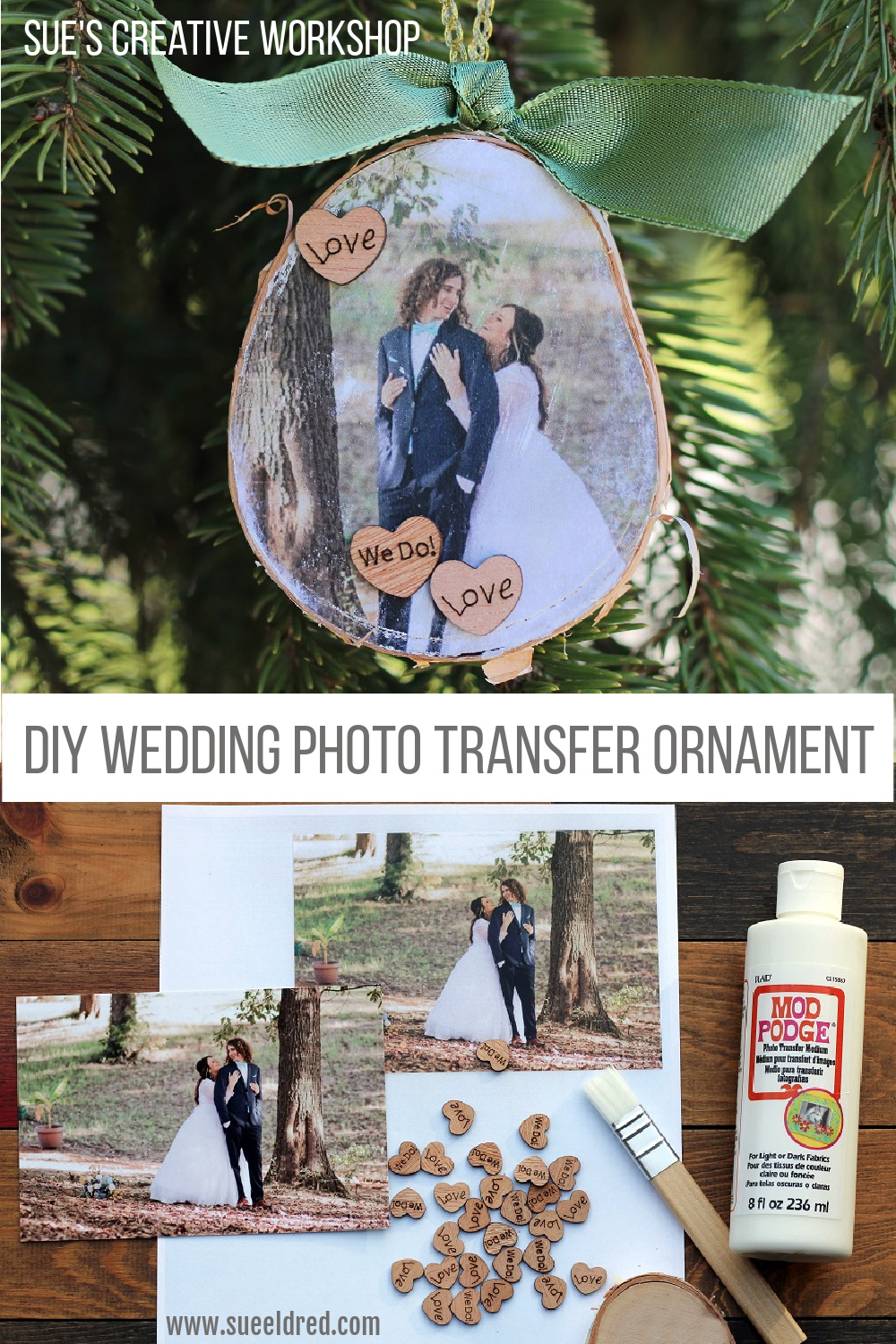 DIY Wedding Photo Transfer Ornament