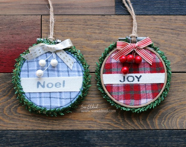 Holiday Plaid Embroidery Hoop Ornament