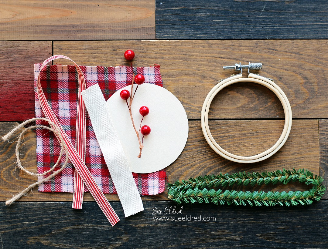 Holiday Plaid Embroidery Hoop Ornament