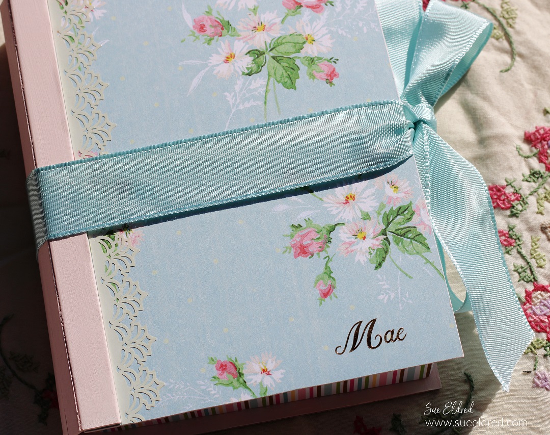 Mae's Treasure Box made using Eileen Hull Sizzix XL Scoreboard Book Box Die
