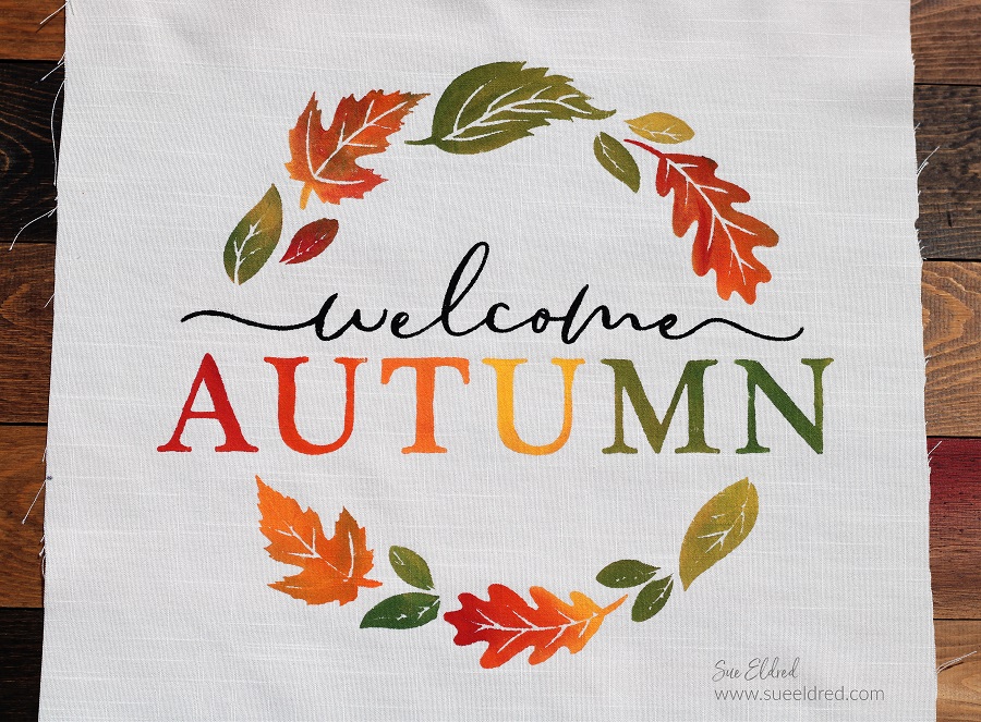 How to make a Welcome Autumn Pillow using craft vinyl to make the Stencil