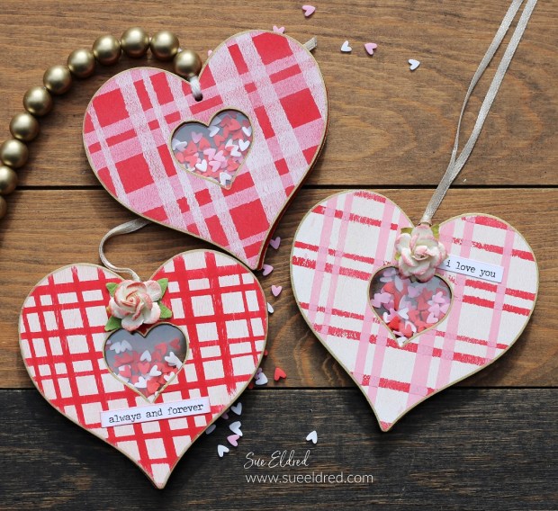 How to make Plaid Shaker hearts using Dollar Tree Heart Ornaments.