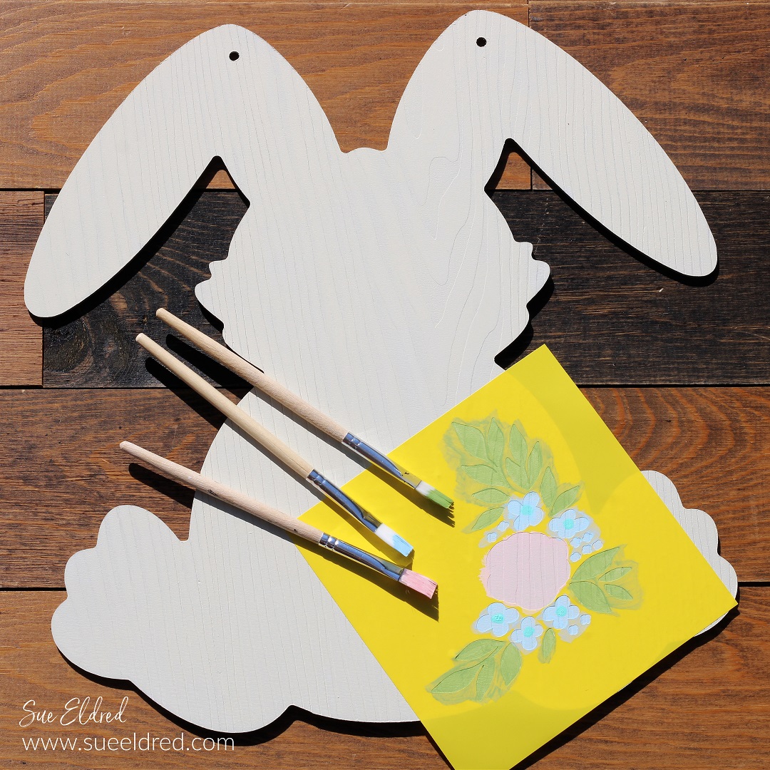 How to Make a Spring Bunny Door Hanger with Acrylic Paint and StyleTechCraft Vinyl-Sue's Creative Workshop www.sueeldred.com 9785