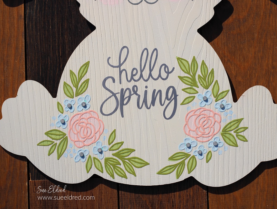 How to make a Spring Bunny Door Hanger with a Dollar Tree Bunny, Acrylic Paint, and StyleTechCraft Glossy Craft Vinyl.