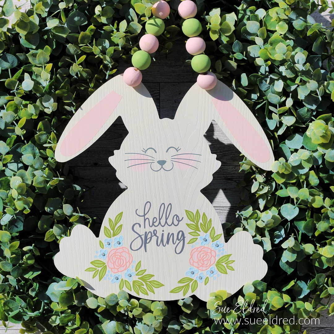 How to Make a Spring Bunny Door Hanger with Acrylic Paint and StyleTechCraft Vinyl-Sue's Creative Workshop www.sueeldred.com 9894