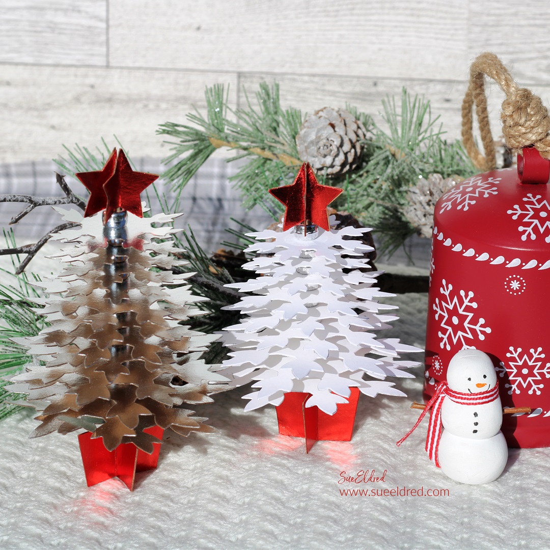 3D Silver & White Snowflake Christmas Trees
